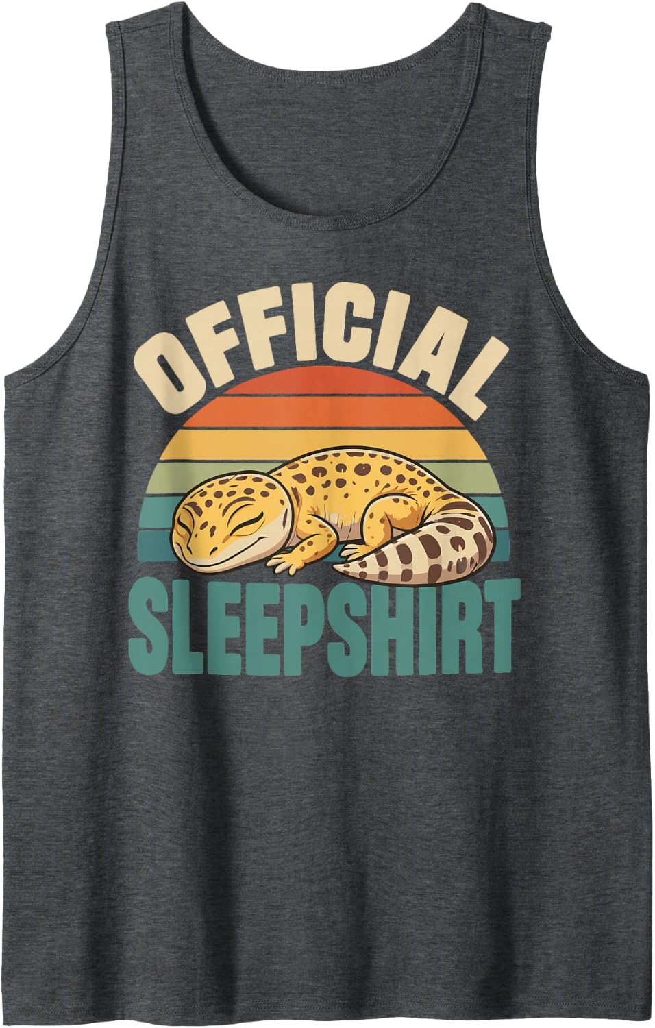 Sleeping Leopard Gecko Cute Lizard Keeper Sleeveless Tank Top - Dark Heather Grey