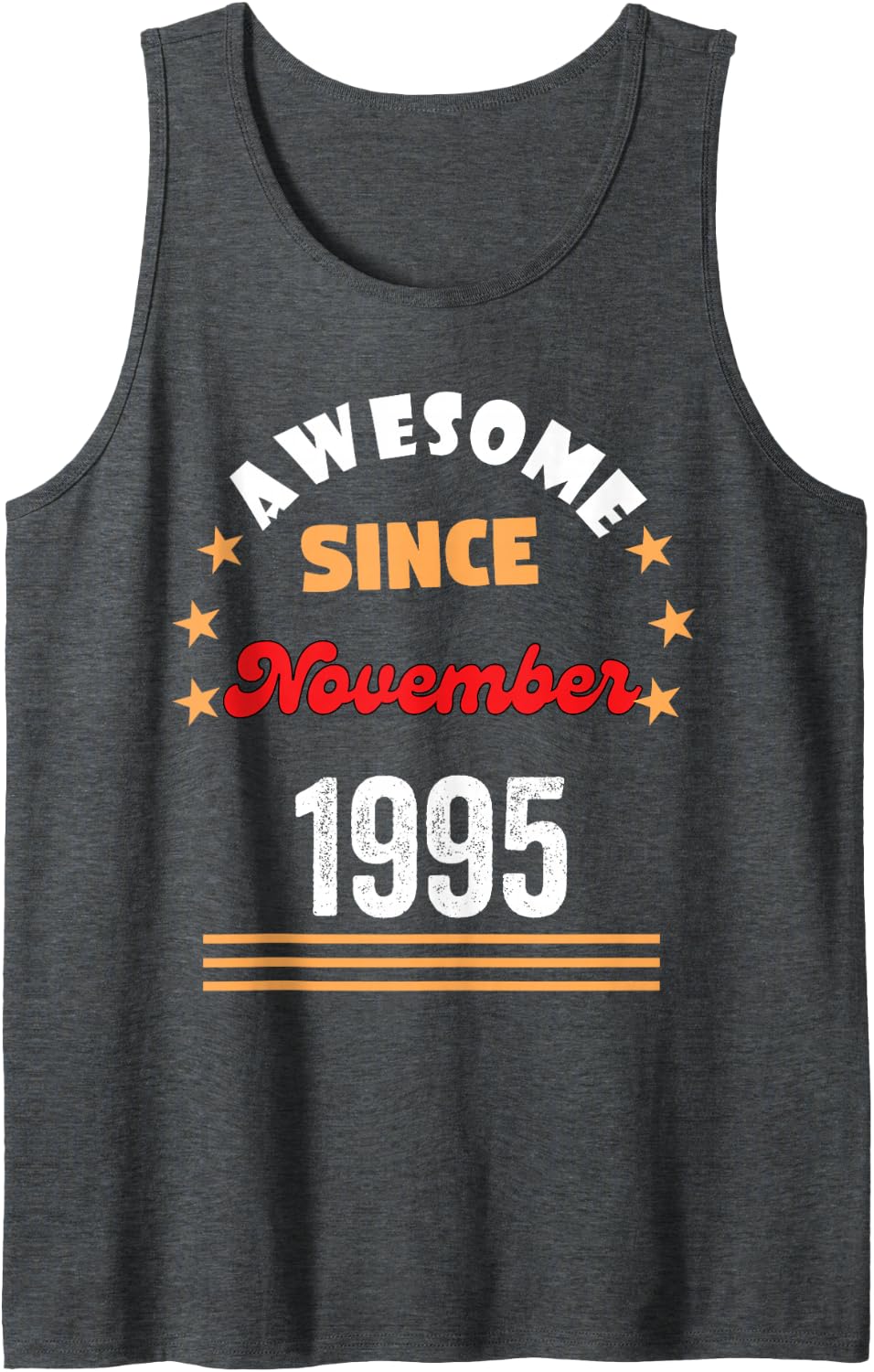 Men's November 1995 Birthday Awesome Since 1995 November Vintage Sleeveless Tank Top - Dark Heather Grey