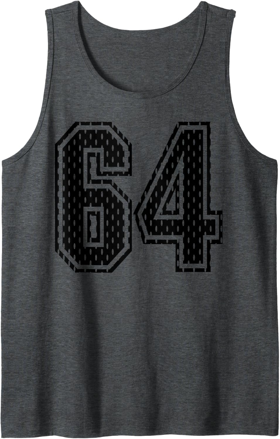Black Number 64 Sports Fan #64 Jersey Shirt Team Player Tank Top - Dark Heather Grey