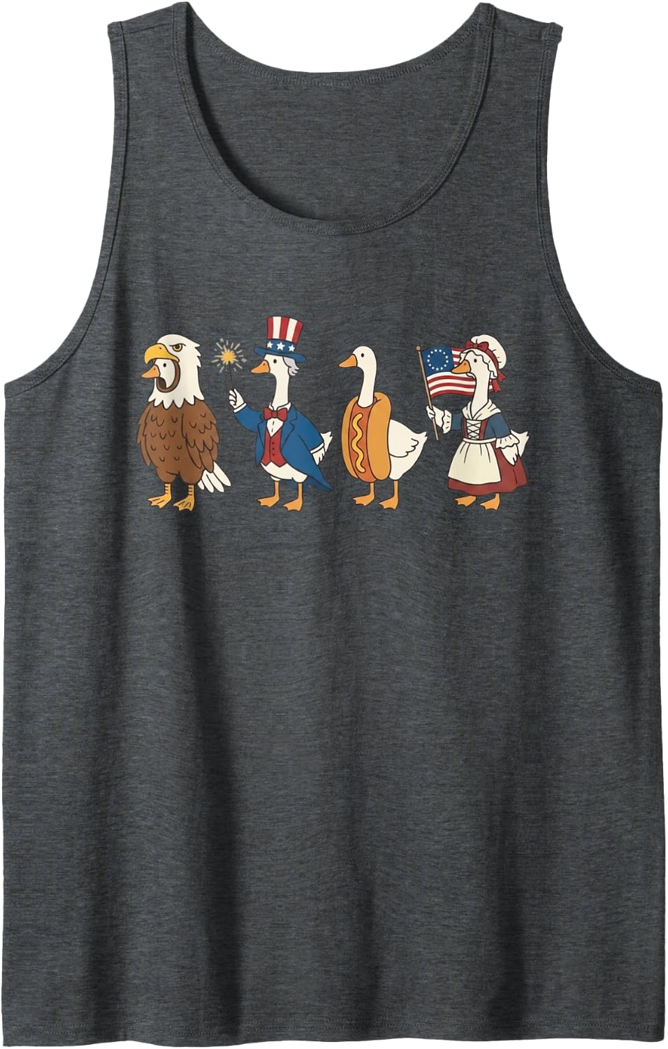 Funny Patriotic Goose 4th of July Retro USA Vibes Tank Top - Dark Heather Grey