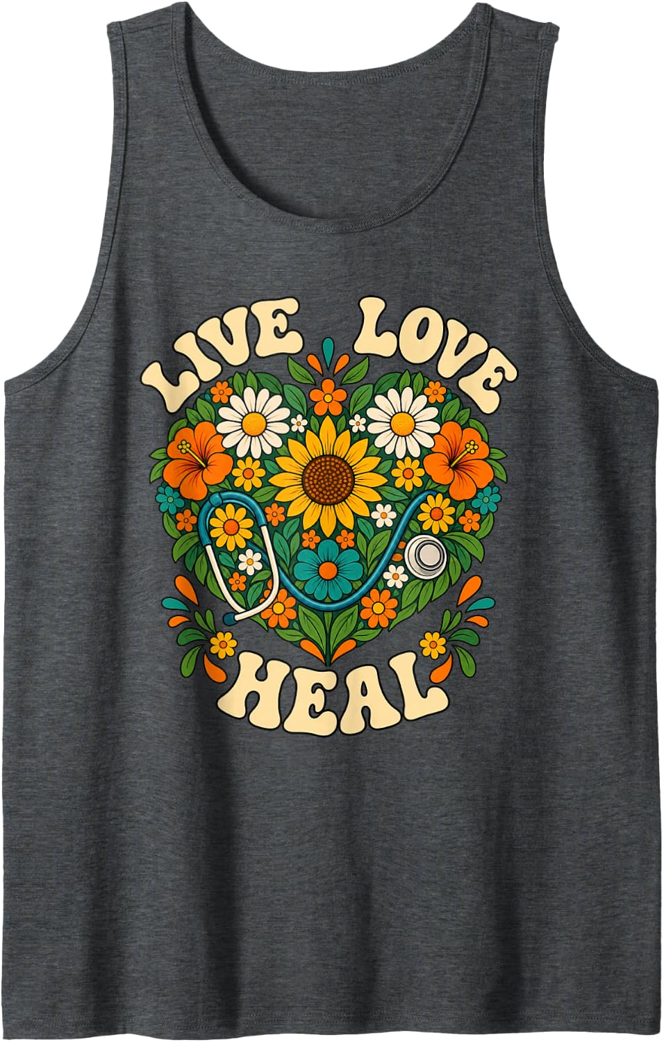 Live Love Heal Certified Medical Assistant Sleeveless Tank Top - Dark Heather Grey