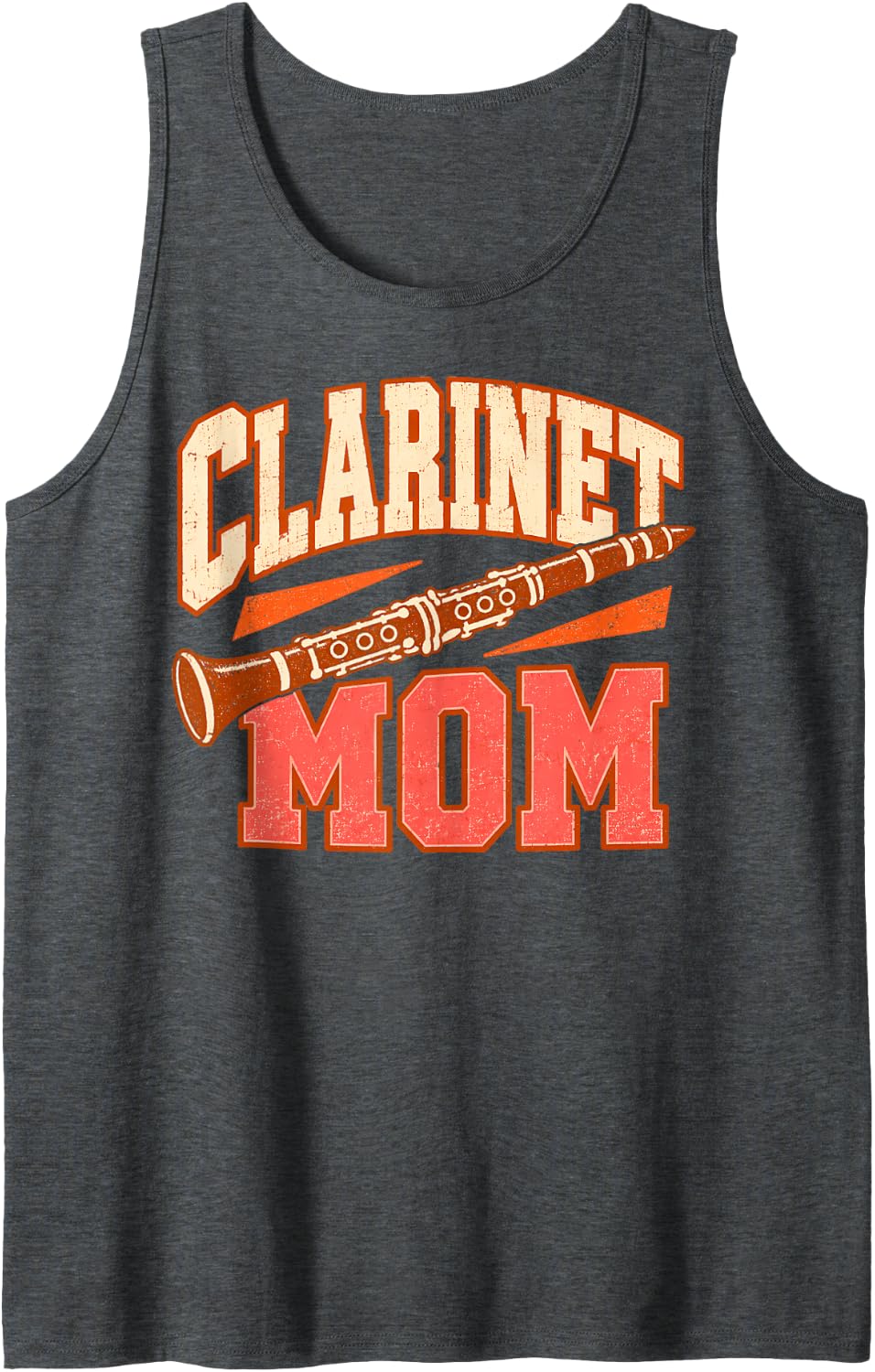 Clarinet Mom Musician Mother Clarinet Player Sleeveless Tank Top - Dark Heather Grey