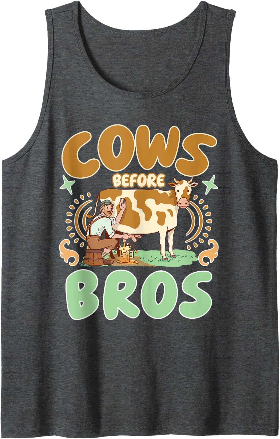 Farming Kids Farmer Cows Before Bros Sleeveless Tank Top - Dark Heather Grey