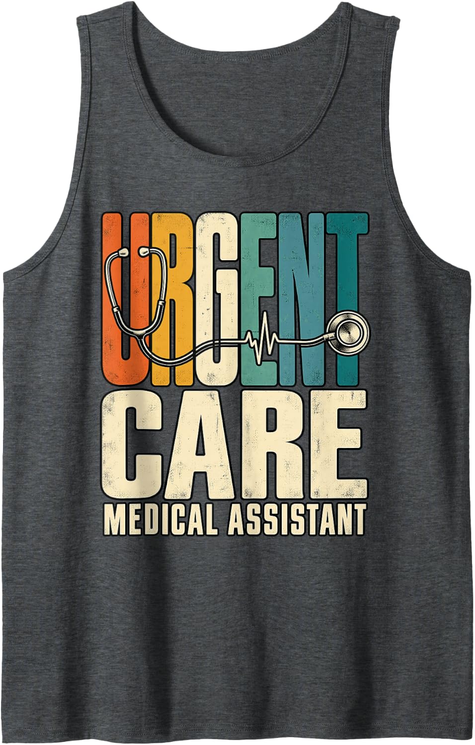 Urgent Care Medical Assistant Healthcare Sleeveless Tank Top - Dark Heather Grey