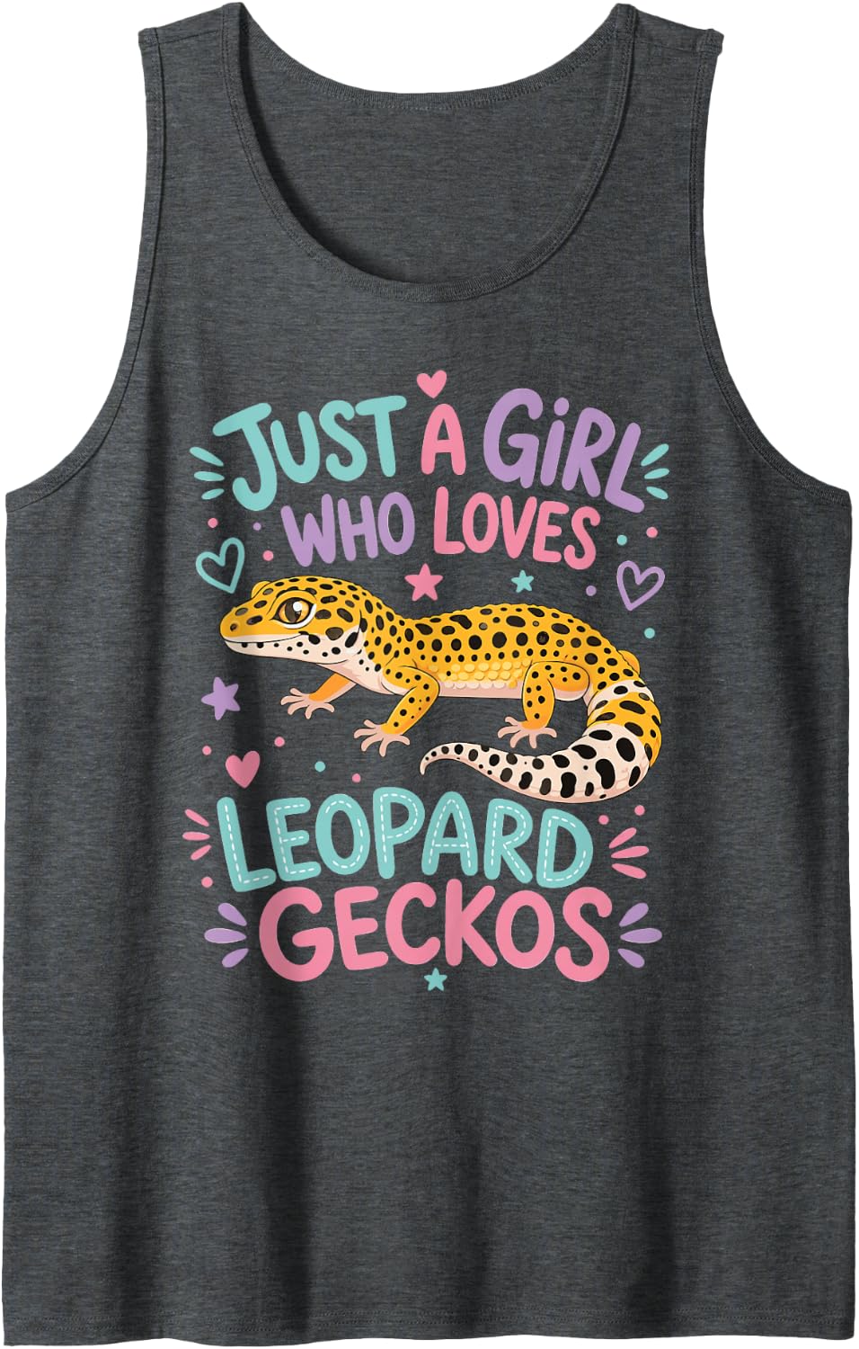 Girl Leopard Gecko Mom Lizard Sleeveless Tank Top - Dark Heather Grey