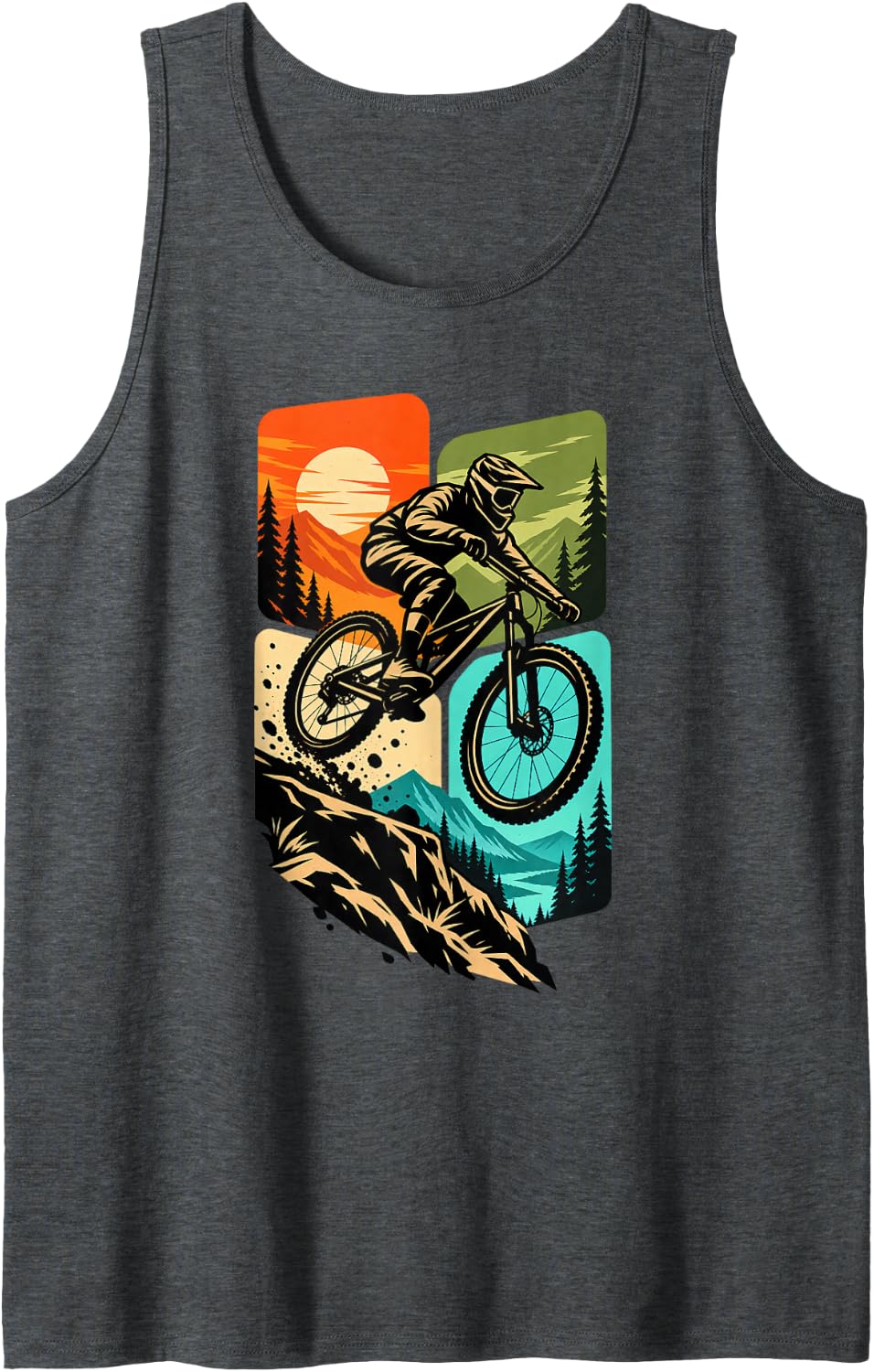 Mountain Bike Mountain Biking Downhill Trail Sleeveless Tank Top - Dark Heather Grey