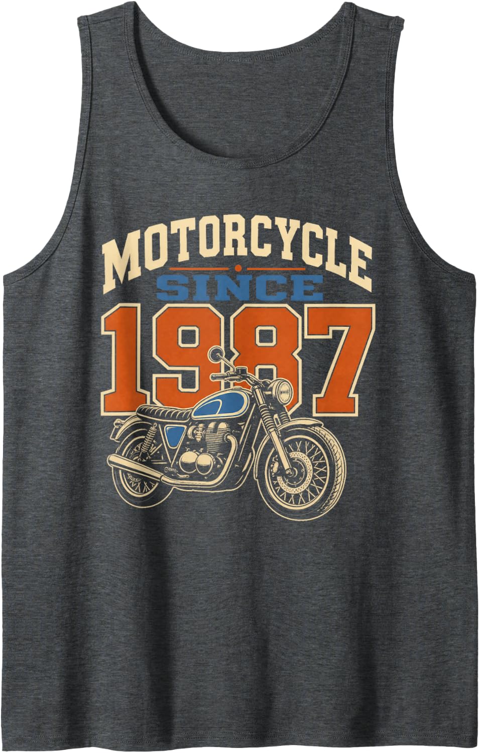 Motorcycle Since 1987 Vintage Rider Heritage Sleeveless Tank Top - Dark Heather Grey