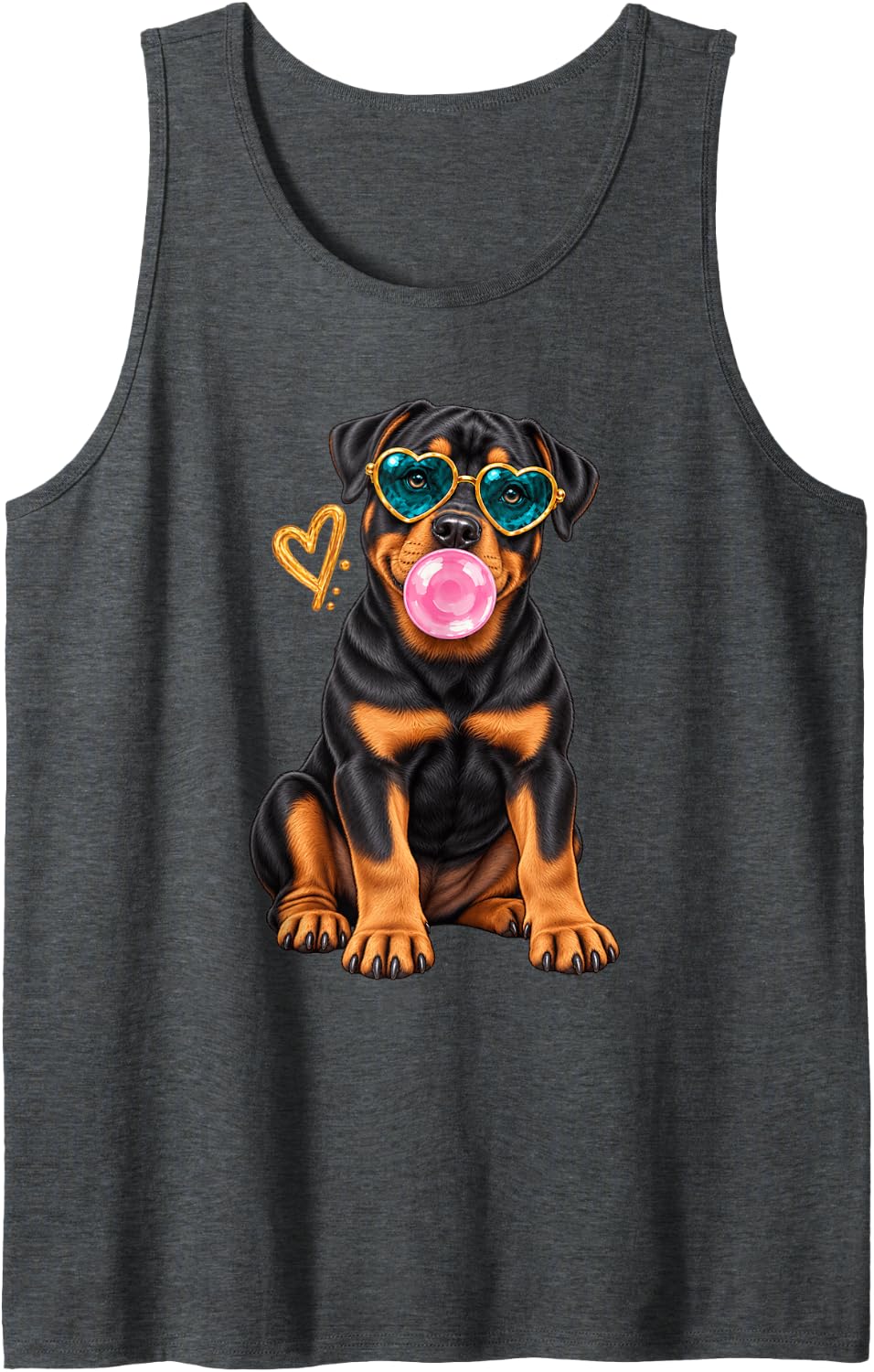Funny Rottweiler Bubblegum Sunglasses Funny Animal Women Sleeveless Tank Top - Dark Heather Grey