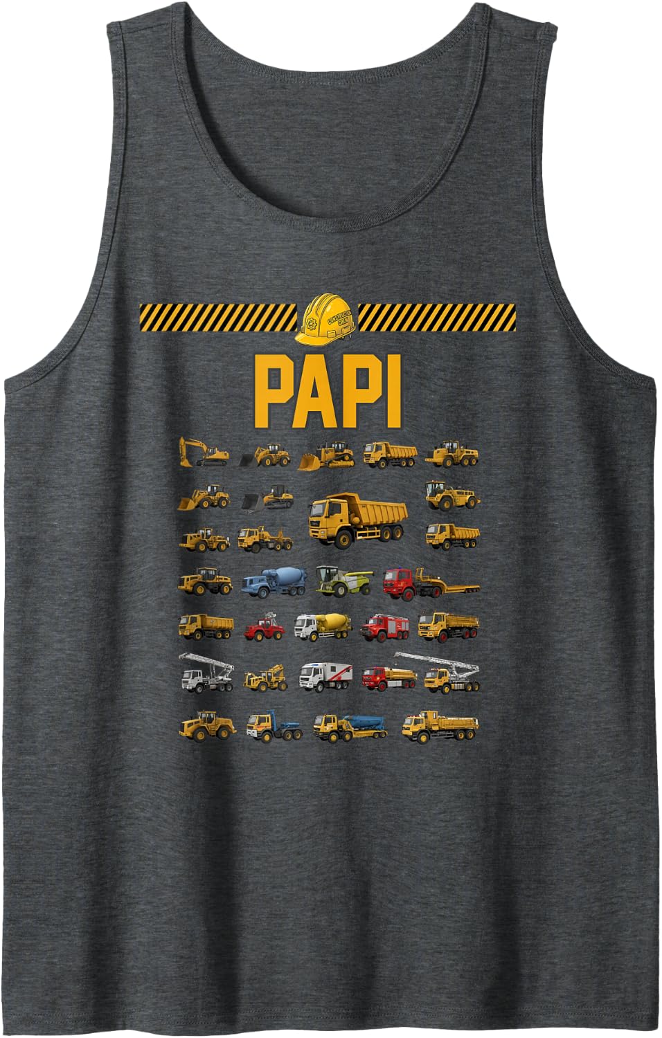 Construction Truck Excavator Papi Birthday Men Kid Famil Tank Top - Dark Heather Grey