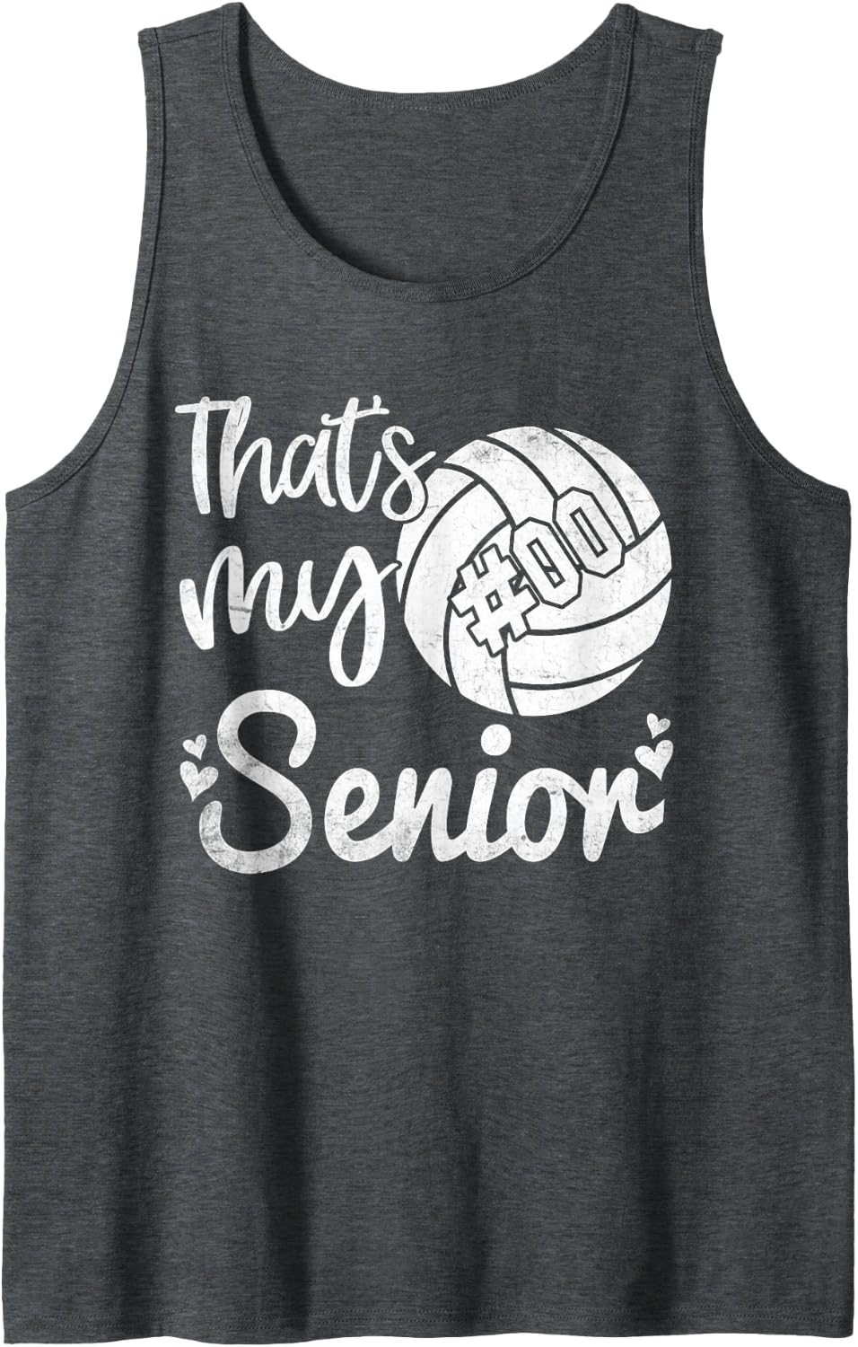 Volleyball Jersey Number 0 That's My Senior Volleyball #0 Sleeveless Tank Top - Dark Heather Grey