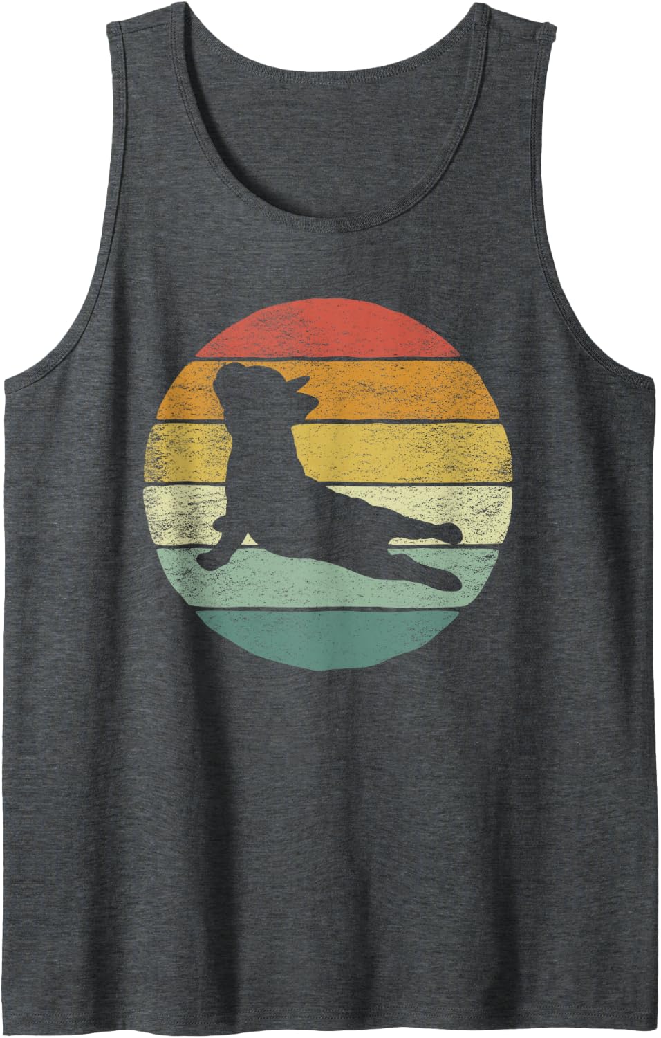 Vintage Retro French Bulldog Shirt Yoga Funny French Bulldog Tank Top - Dark Heather Grey