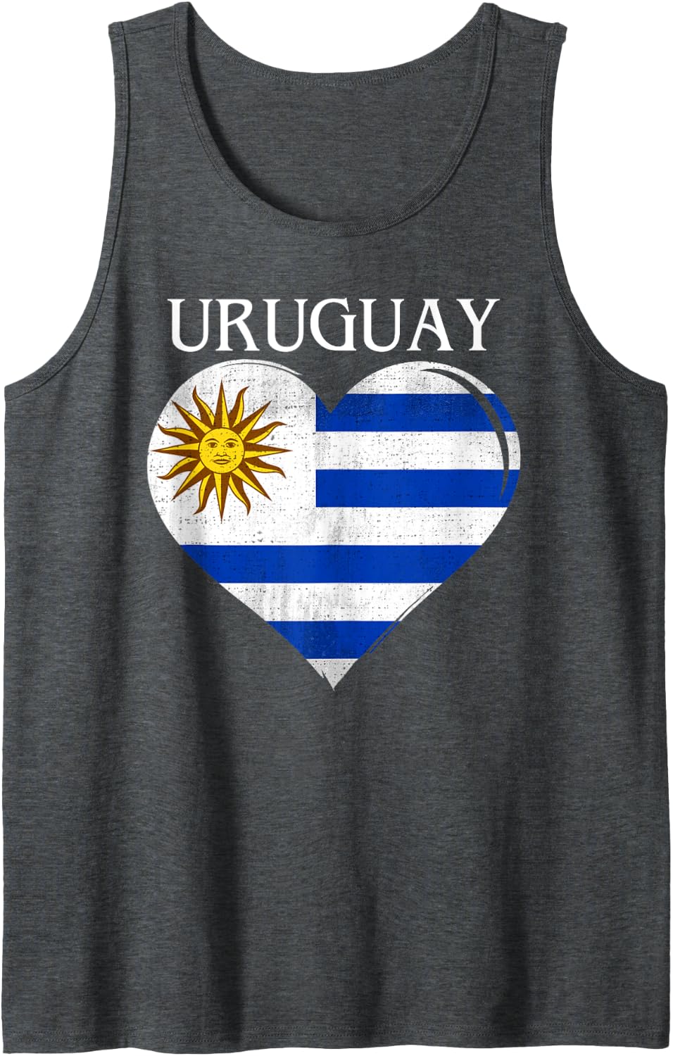 Vintage Uruguay Flag Heart For Uruguayan Tank Top - Dark Heather Grey