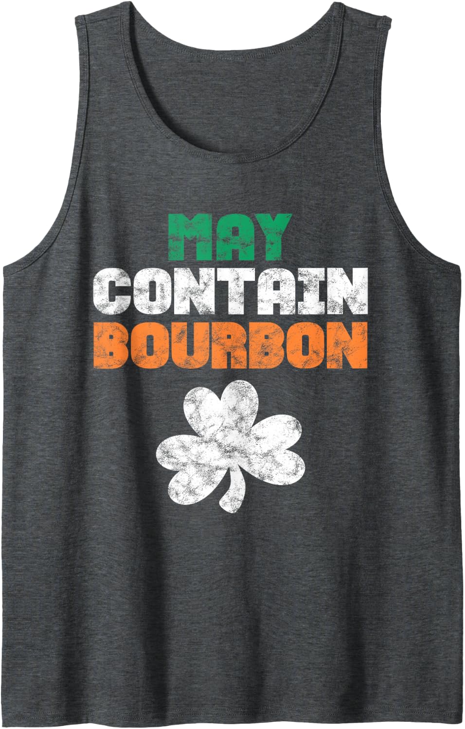 St. Patrick's Day Bourbon Whiskey Alcohol Liquer Shamrock Sleeveless Tank Top - Dark Heather Grey