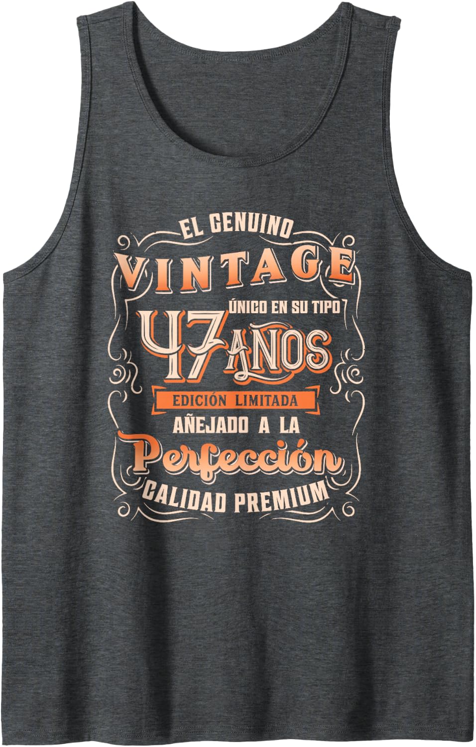 Playera Cumpleaños 47 47th Birthday Gift for Men in Spanish Sleeveless Tank Top - Dark Heather Grey