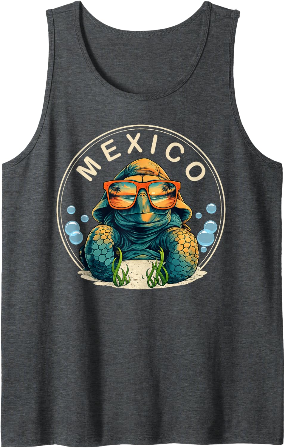 Sea Turtle Lovers Mexico Beach Summer Vacation Tank Top - Dark Heather Grey