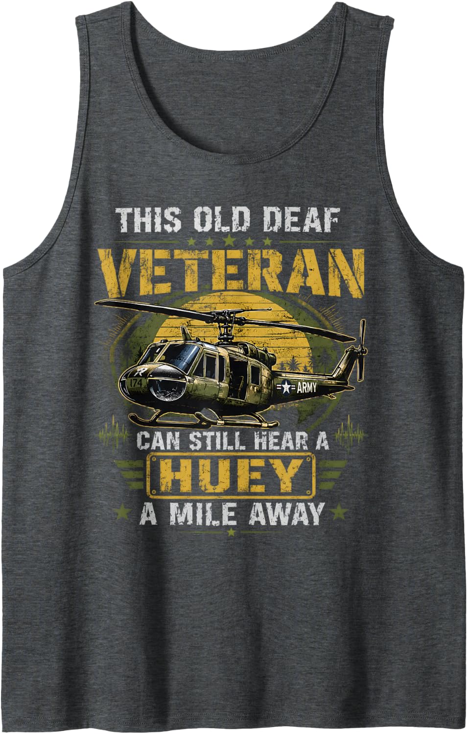 Helicopter Veteran Pilot Aviation Huey Aircraft Heli Pilot Tank Top - Dark Heather Grey
