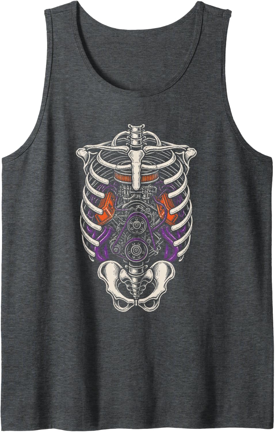 Halloween Mechanic Skeleton Car Engine Auto Repair Kids Tank Top - Dark Heather Grey