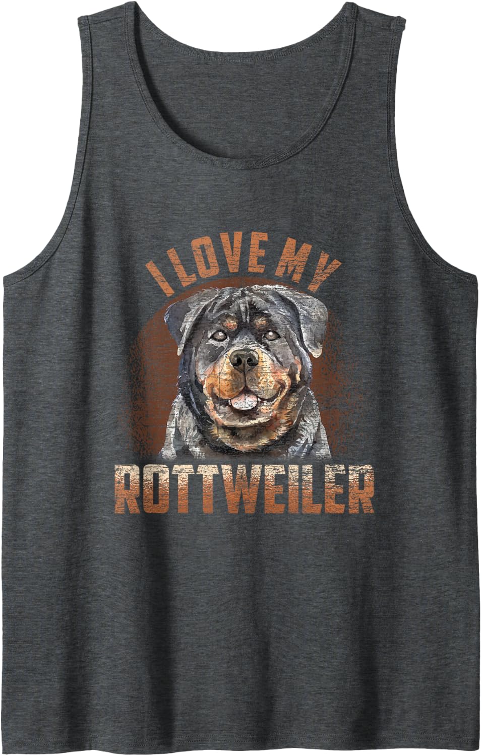 I Love My Rottweiler Tank Top - Dark Heather Grey