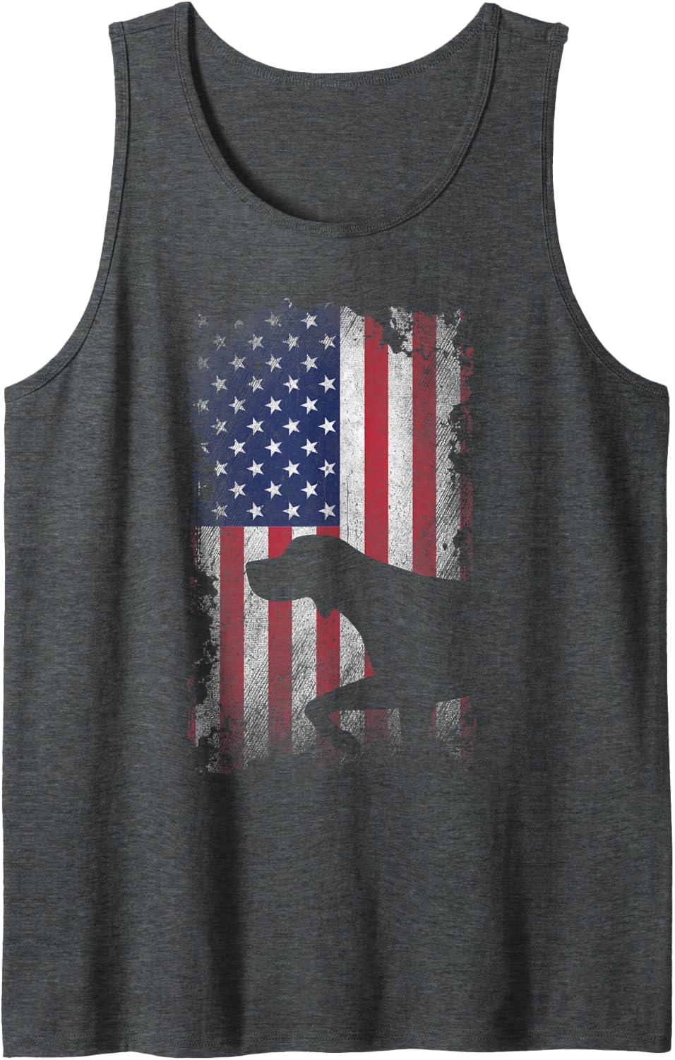 Patriotic German Shorthaired Pointer American Flag GSP Dog Tank Top - Dark Heather Grey