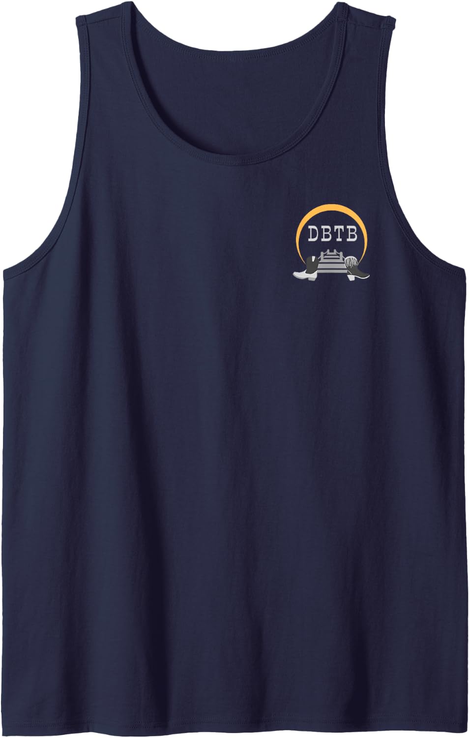 Dancing by the Bay Tank with White/Light Logo Sleeveless Tank Top - Navy Blue