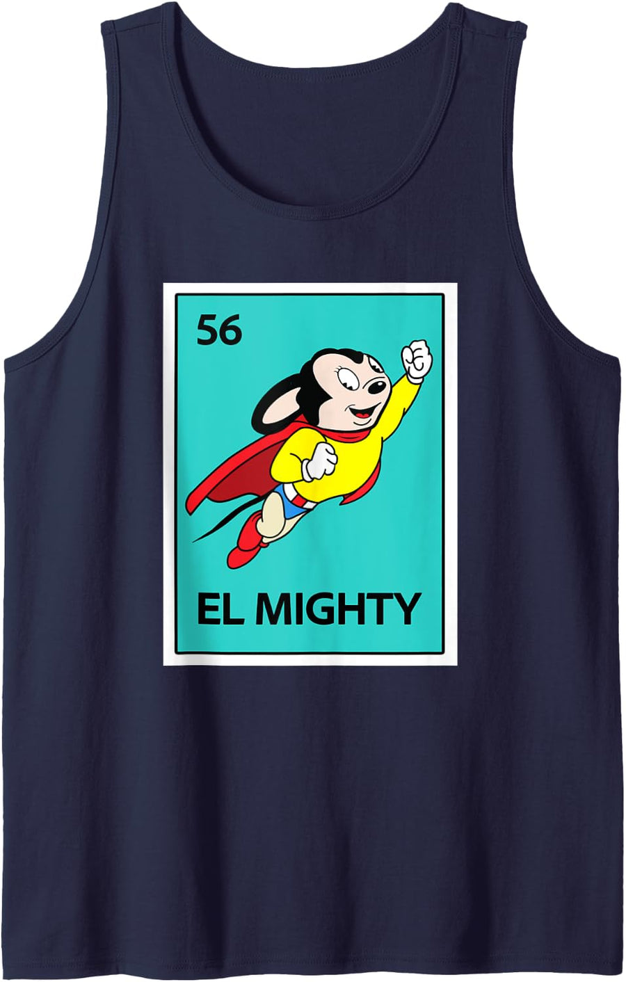 Mexican Lottery Designs El Mighty, The Mouse, Superhero Tank Top - Navy Blue
