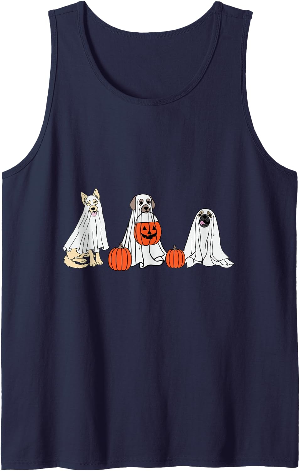 Ghost Dog Halloween Funny Dogs Ghosts Dog Lovers Tank Top - Navy Blue