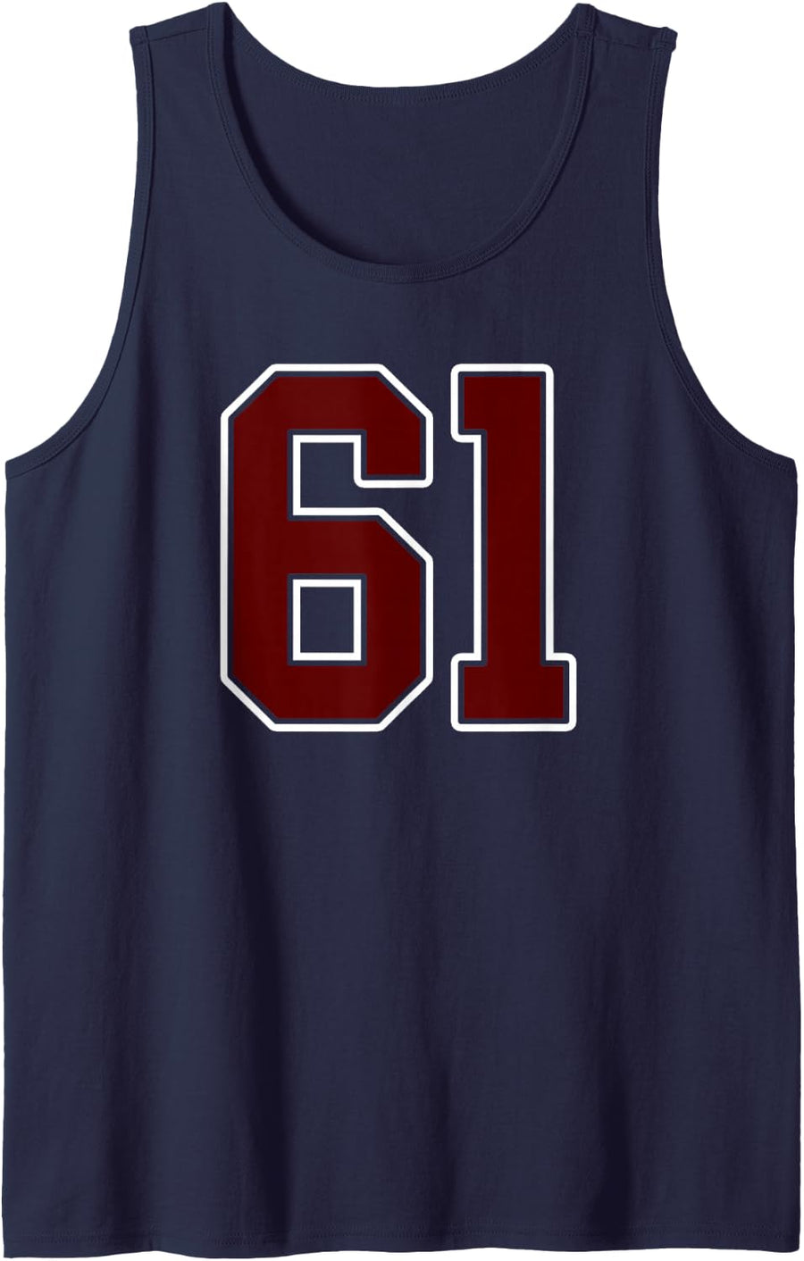 Maroon and White Number 61 Jersey Player Uniform #61 Fan Sleeveless Tank Top - Navy Blue