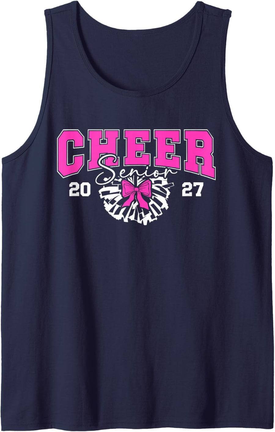 Cheer Senior 2027 Coquette Class of 2027 Senior Cheerleader Sleeveless Tank Top - Navy Blue