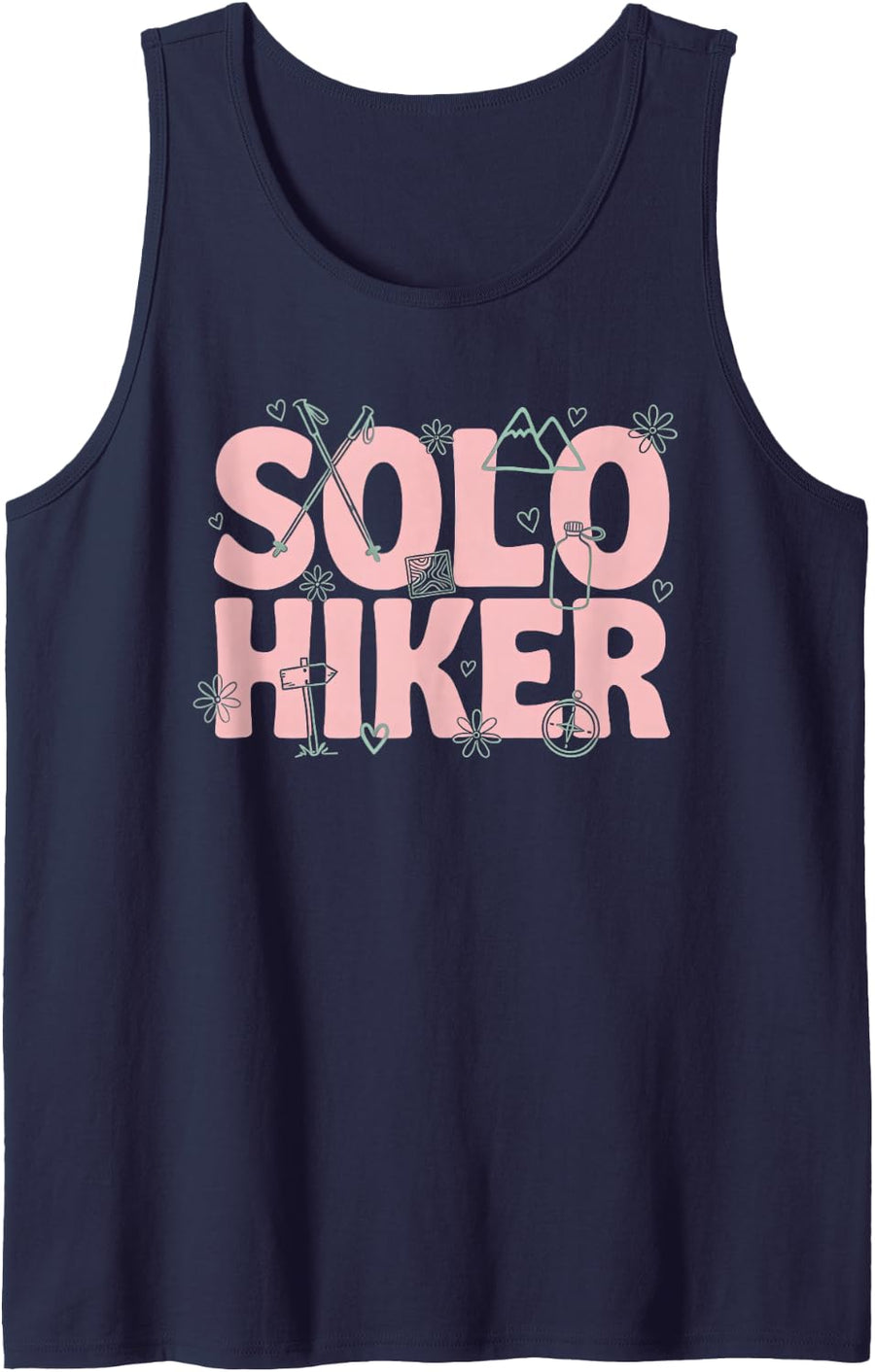 Solo Hiker Solitary Trekking Hiking Alone Trail Sleeveless Tank Top - Navy Blue