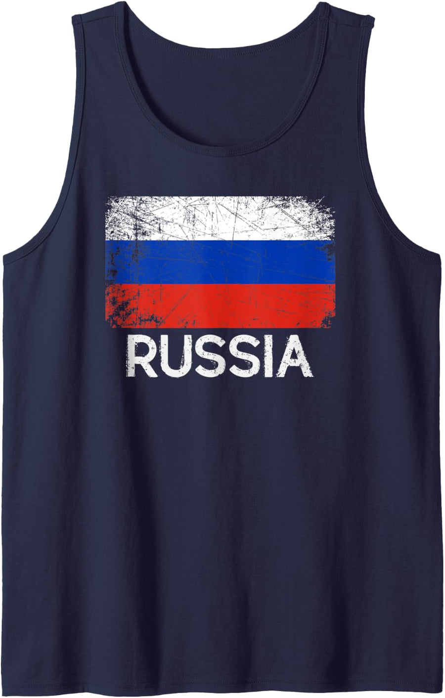 Russian Flag | Vintage Made In Russia Gift Tank Top - Navy Blue