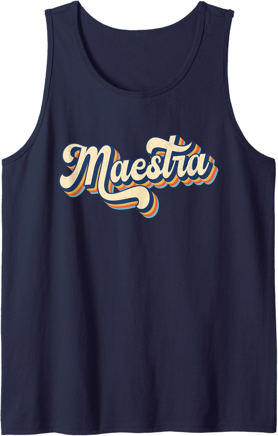 Maestra Spanish Teacher Back to School Retro Vintage Sleeveless Tank Top - Navy Blue