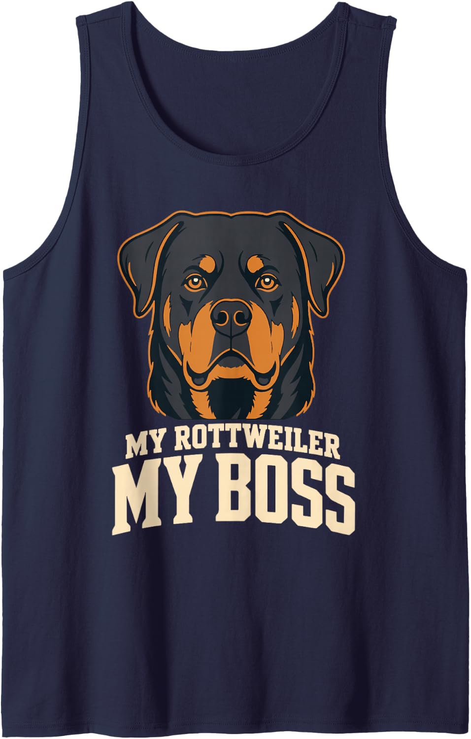 My Rottweiler My Boss Dog Breed Owner Sleeveless Tank Top - Navy Blue