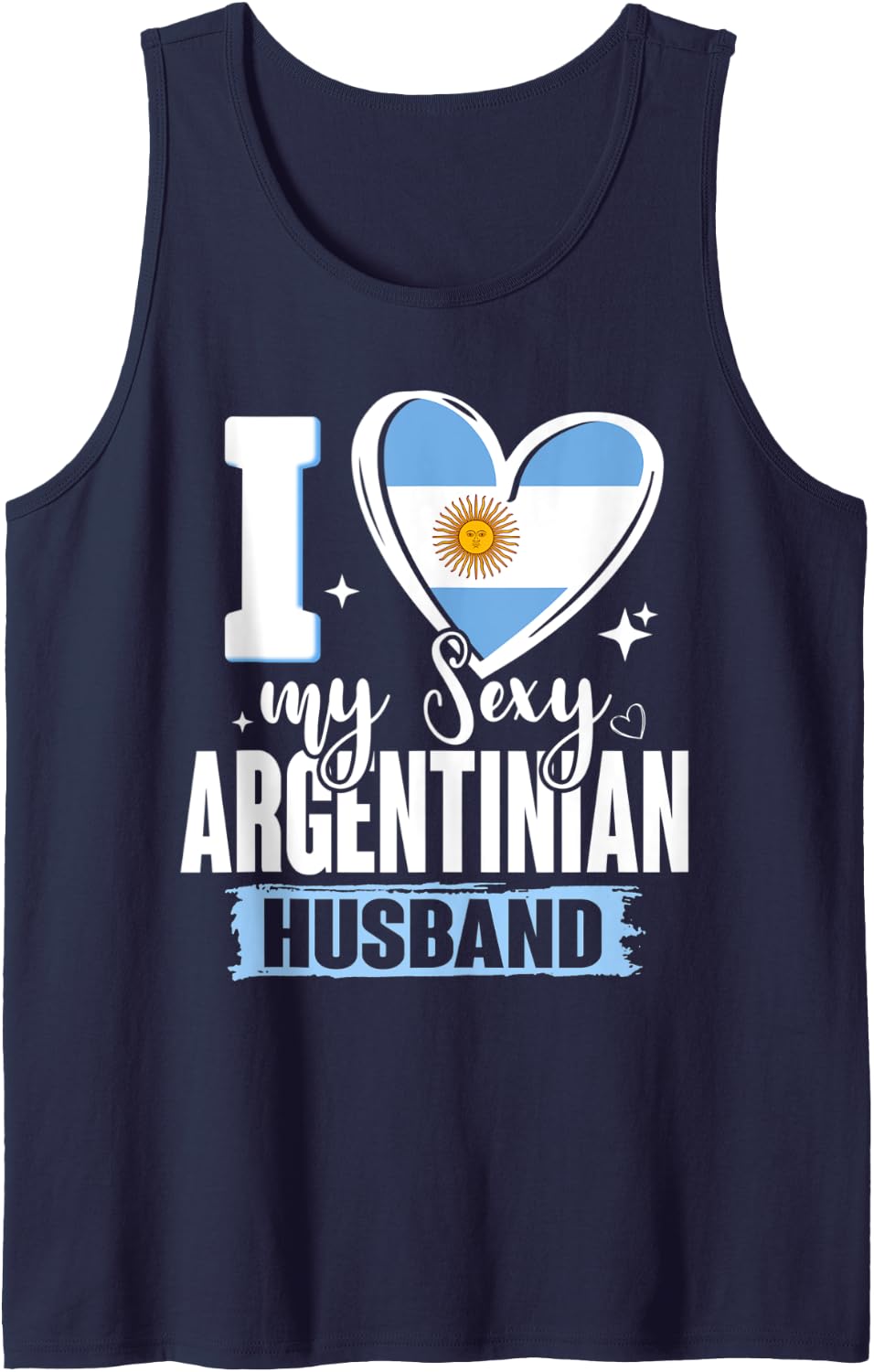 I Love My Sexy Argentinian Husband Argentina Flag Heart Tank Top - Navy Blue