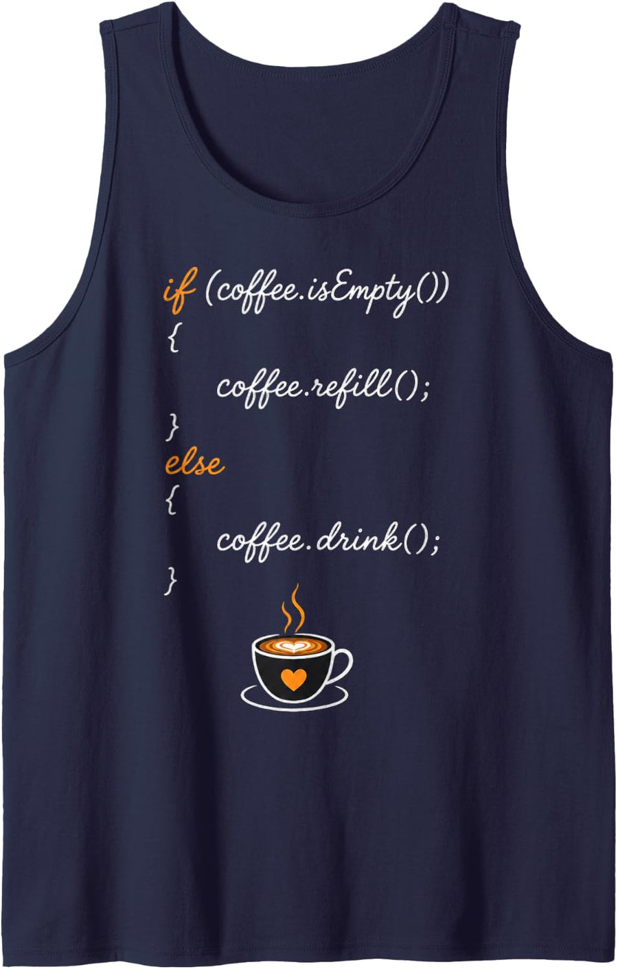 Coffee Programming Code Snippet Design Tank Top - Navy Blue