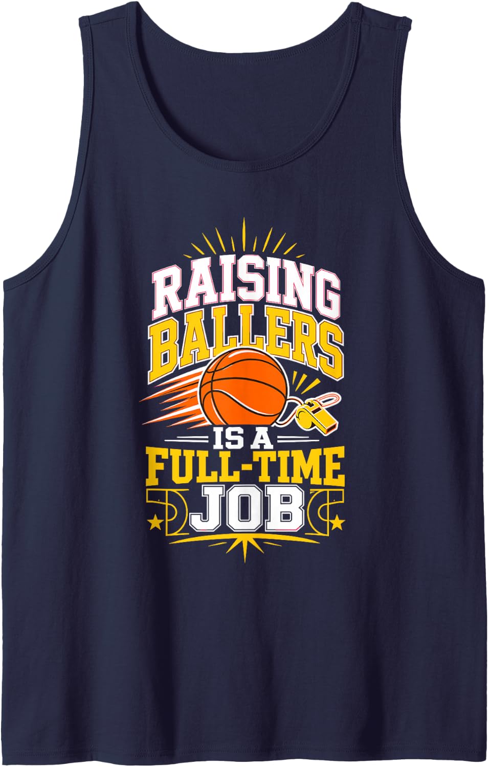 Raising Ballers Full Time Basketball Mom Sleeveless Tank Top - Navy Blue