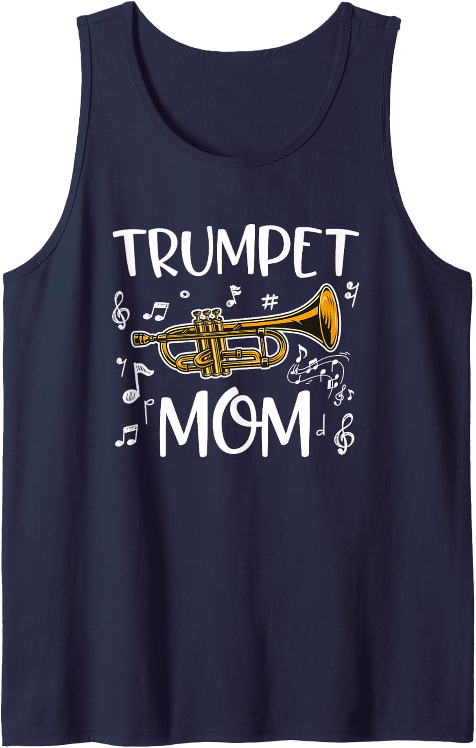 Trumpet Mom, Band Mom, Marching Band Mom, Trumpet Player Sleeveless Tank Top - Navy Blue