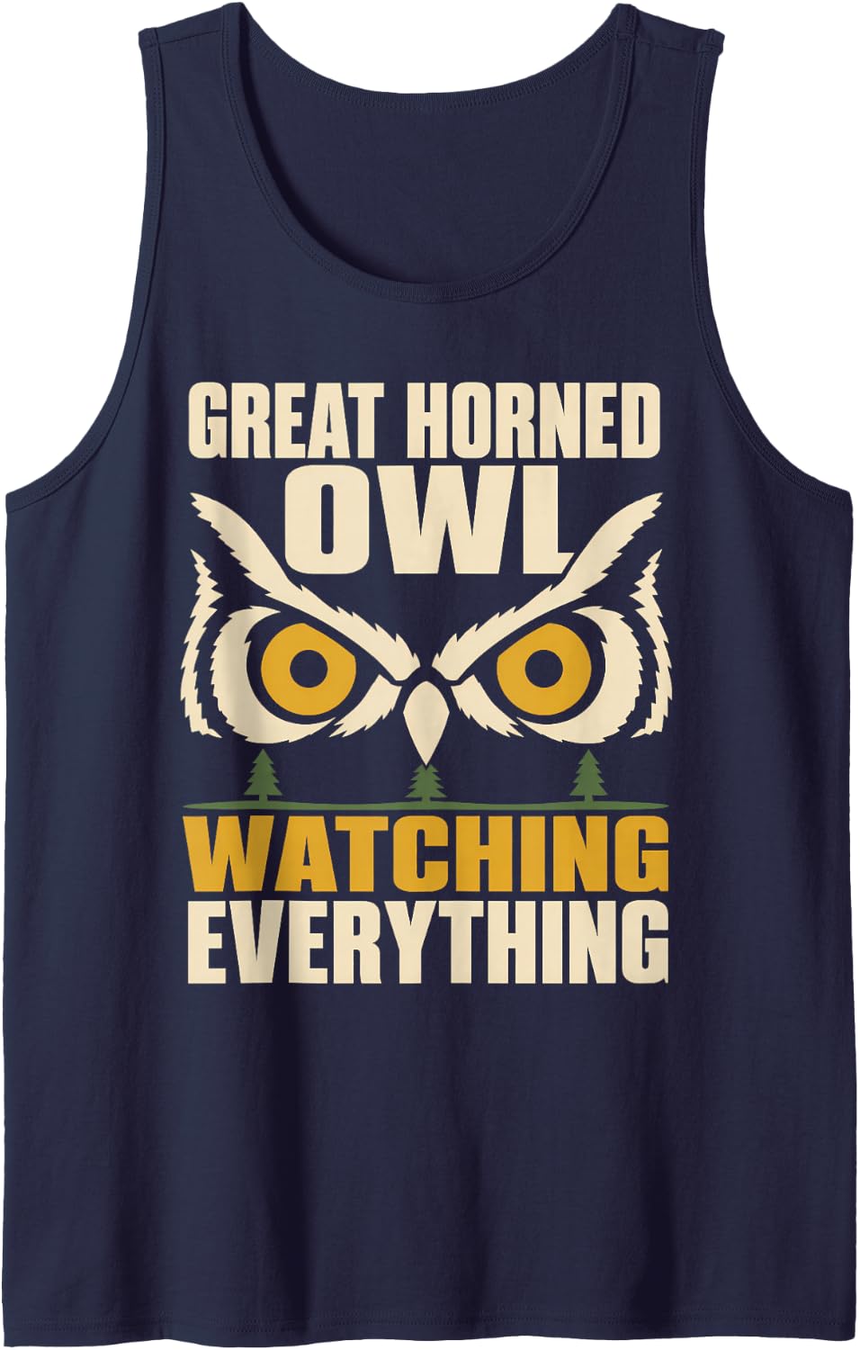 Great Horned Owl Night Owl Birdwatching Wildlife Gift Tank Top - Navy Blue