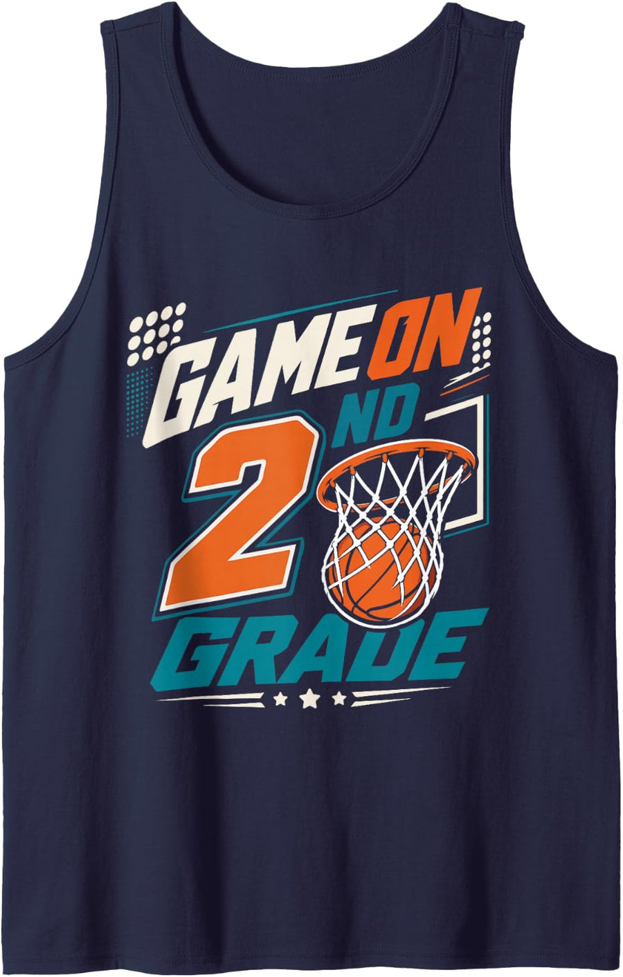 Game On 2nd Grade Basketball Back to School Tank Top - Navy Blue