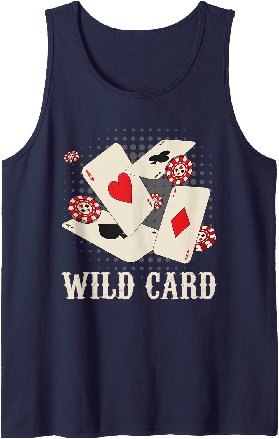 Blackjack WILD CARD Blackjack Gambler Casino Lovers Tank Top - Navy Blue