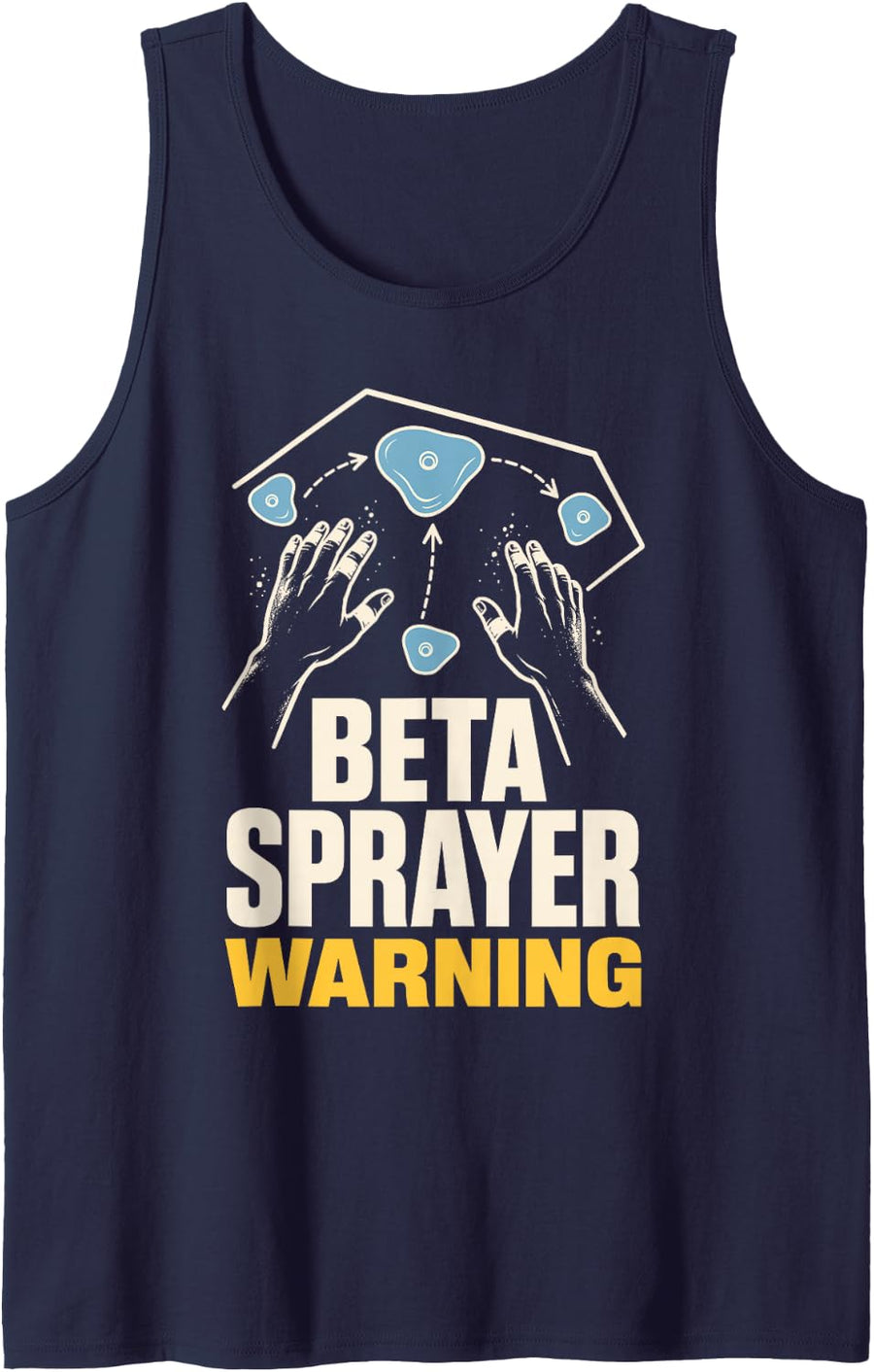 Beta Sprayer Warning Rock Climbing Bouldering Sleeveless Tank Top - Navy Blue