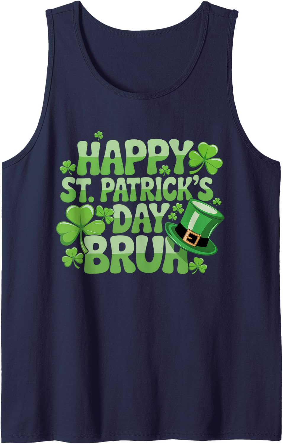 St Patricks Day Shirts for Kids Bruh Women Boys Shamrock Sleeveless Tank Top - Navy Blue