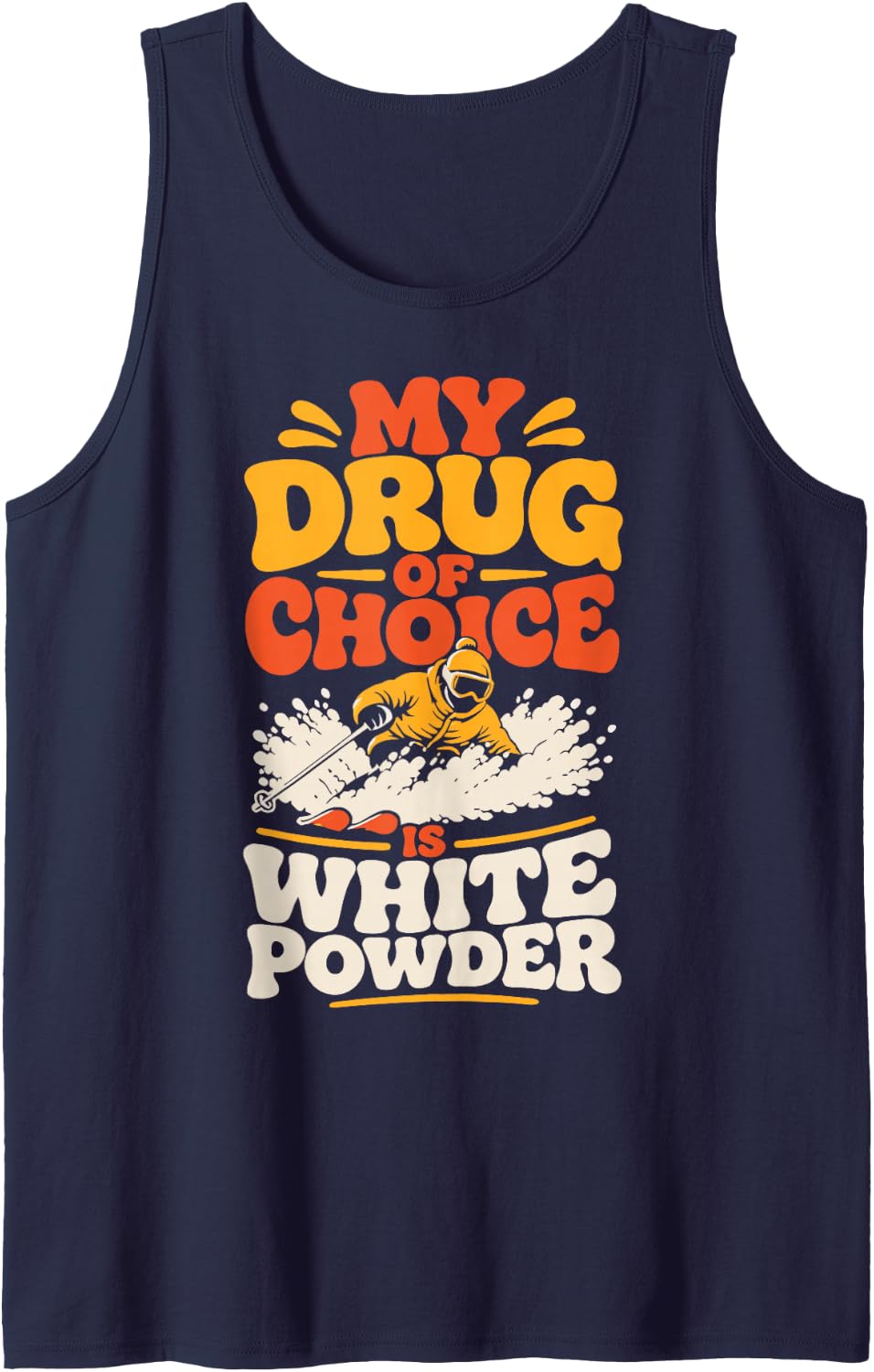 Powder Days Skiing Alpine Winter Sports Skier Sleeveless Tank Top - Navy Blue