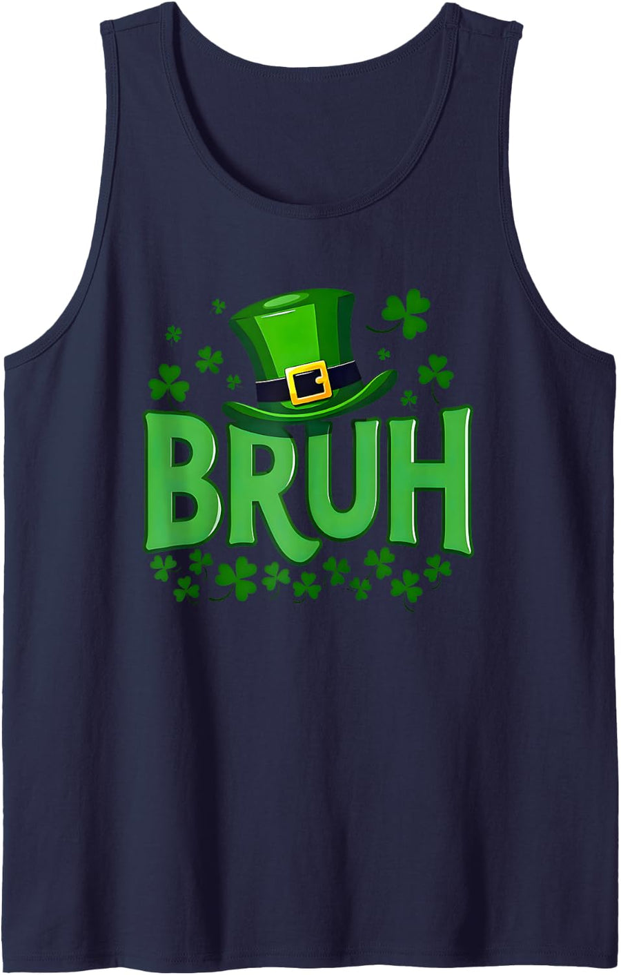 Bruh Dabbing Shamrock Clover St Patricks Day Teens Boys Kids Sleeveless Tank Top - Navy Blue