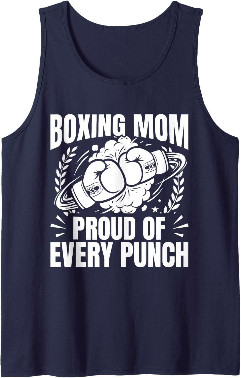 Boxing Mom Proud of Every Punch Boxing Gloves Sleeveless Tank Top - Navy Blue