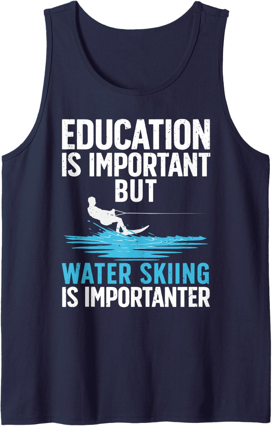 Cool Water Ski Design for Men Women Waterski Water Skiing Sleeveless Tank Top - Navy Blue