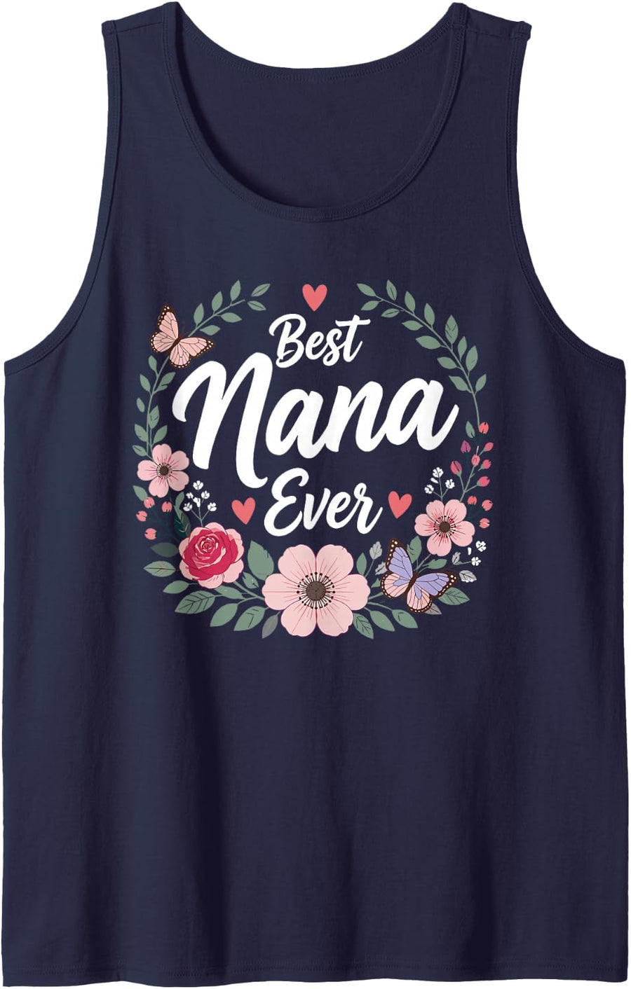 Best Nana Ever Art for Grandma Women Grandson Granddaughter Sleeveless Tank Top - Navy Blue
