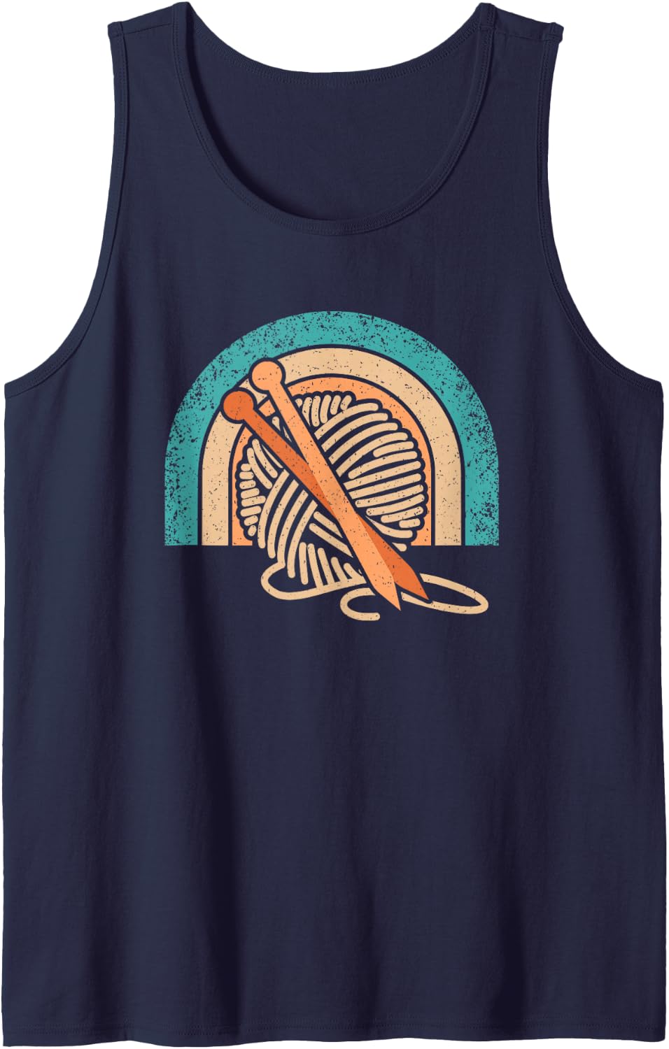 Retro Knitting Lover Vintage Knit Knitter Yarn Men Tank Top - Navy Blue