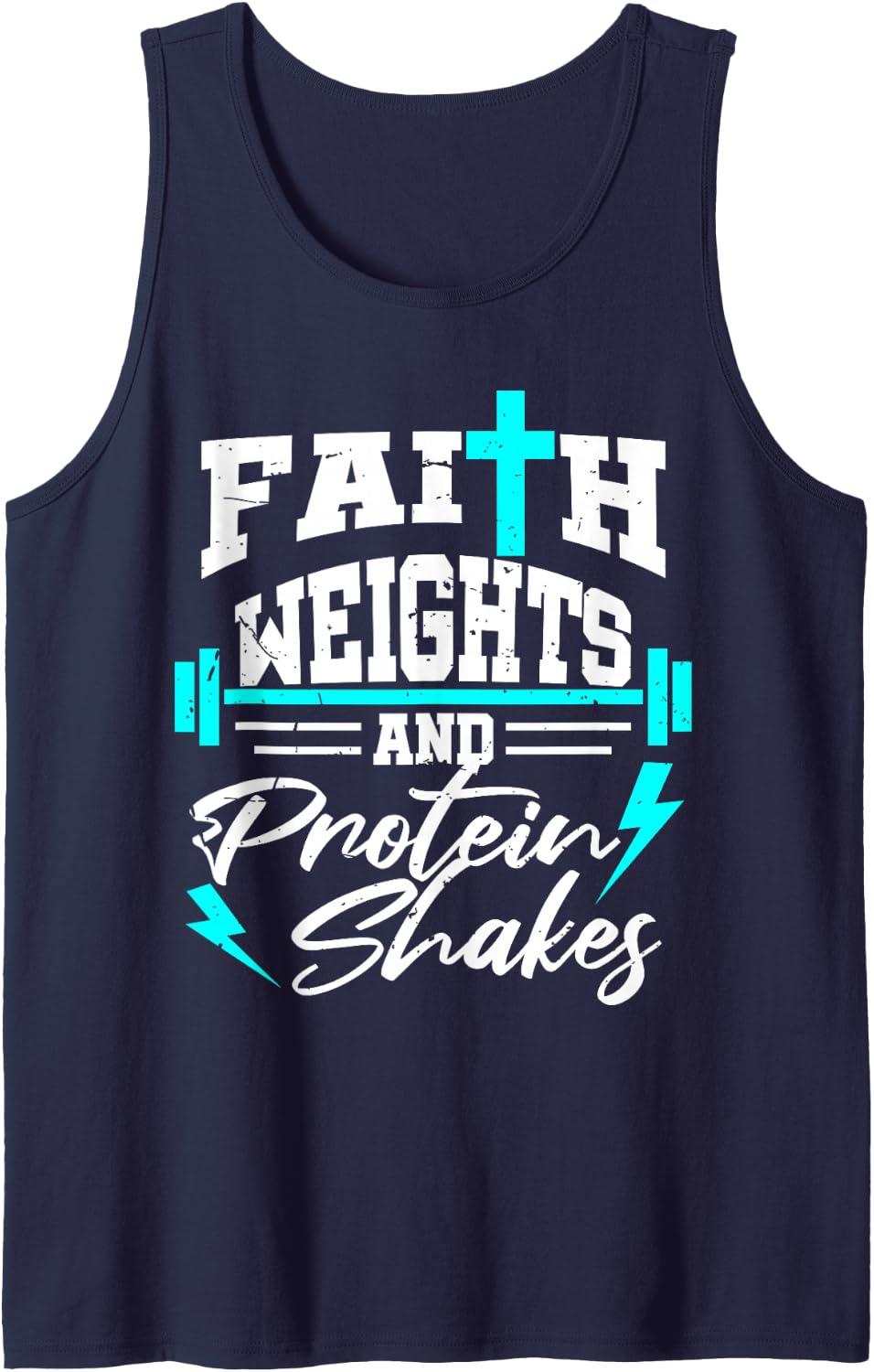 Christian Workout Fitness Weightlifting Body Building Gift Tank Top - Navy Blue