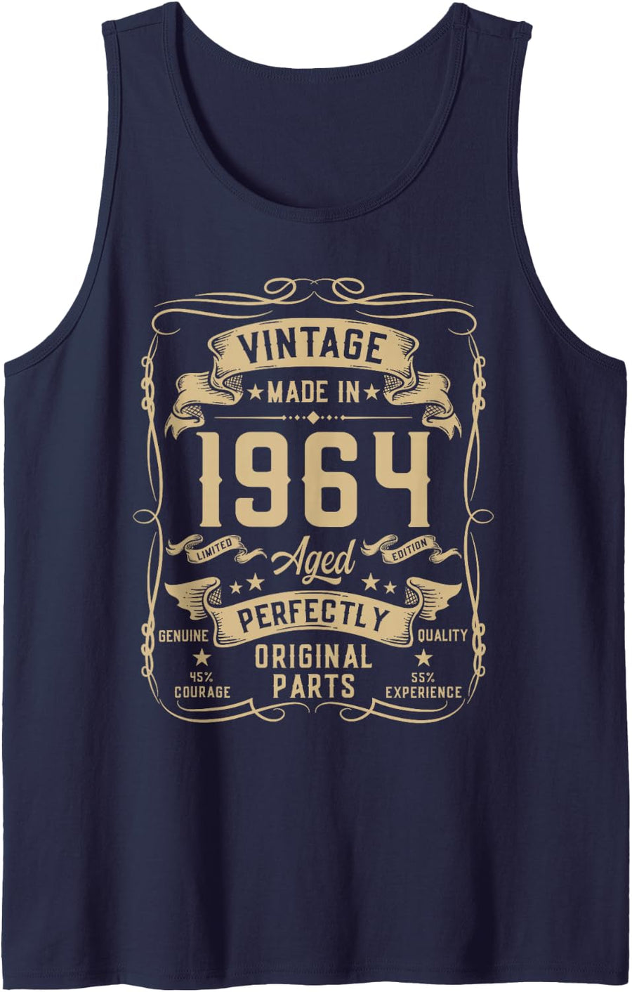 Men's Vintage 1964 62yr 62nd Birthday Gifts for Men 62 Years Old Sleeveless Tank Top - Navy Blue