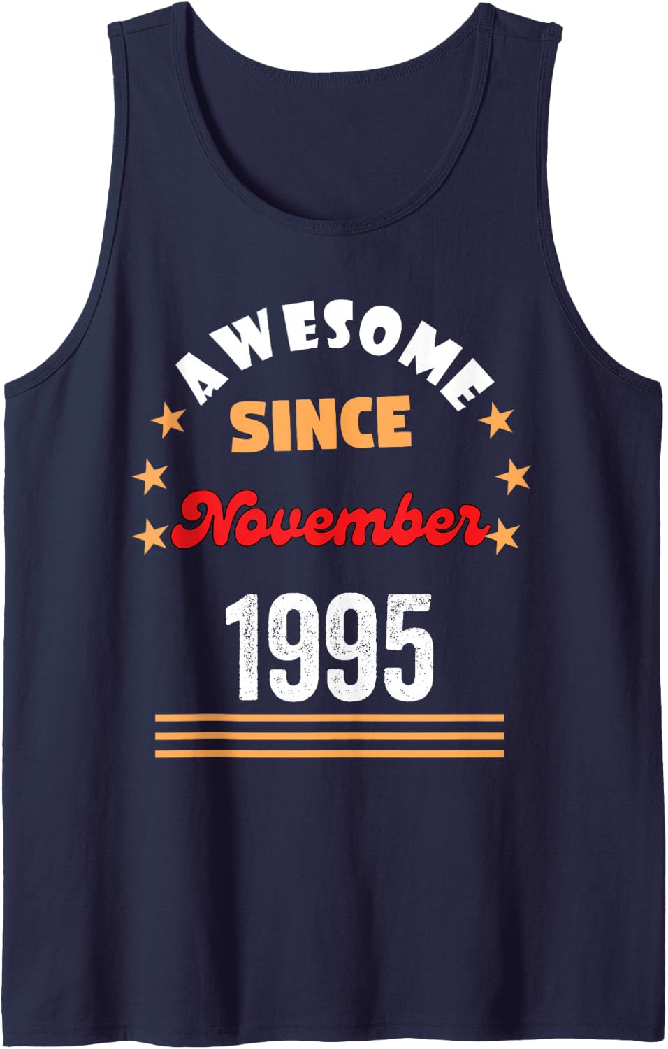 Men's November 1995 Birthday Awesome Since 1995 November Vintage Sleeveless Tank Top - Navy Blue